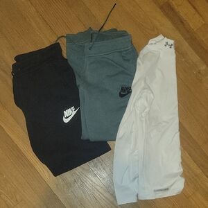 NIKE AND UA Bundle- 2 Nike Sweatpants And 1 Cold Gear Top
